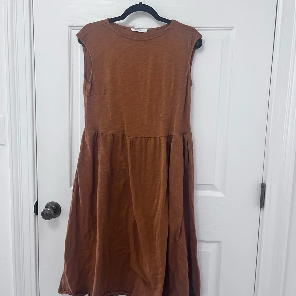 Dark Honey Brown Cap Sleeve Dress - Picture 5 of 8
